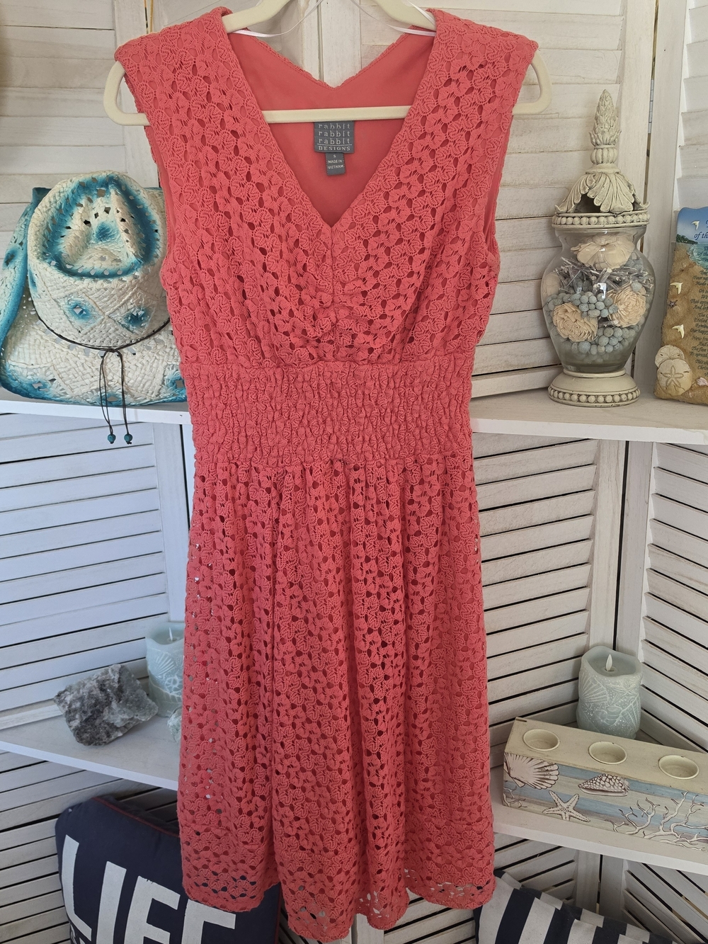 Rabbit Rabbit Rabbit Pink Crochet Dress SZ S